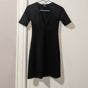 Zara little black dress short sleeve deep v small